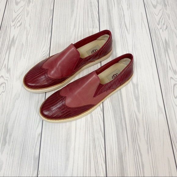 UGG Shoes - Ugg Hadria Croco slip on leather wool lined loafers women’s size 12
